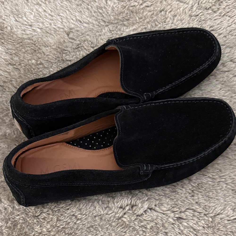 M. Gemi Black Suede Slip-On Loafers